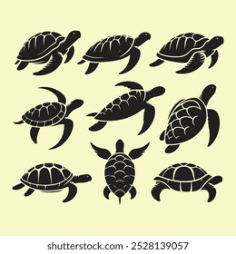 Silhouette set of turtle illustration