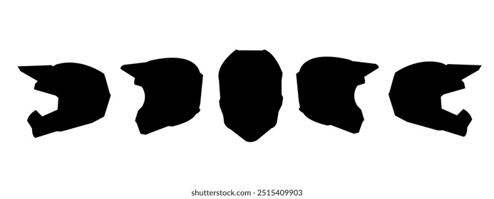 silhouette of several helmet isolated on white background. concept of sport,moto, racing, motorcycle. vector illustration