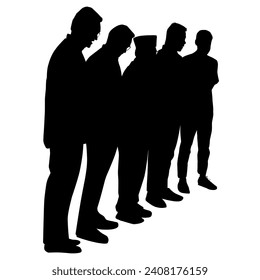 Silhouette of several men standing. Perfect for stickers, tattoos, logos, banner elements, banners, icons