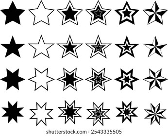 Silhueta de várias formas de estrelas