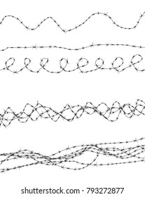 Silhouette of severe obstacle. Barbed wire fencing. Vector Illustration. EPS10