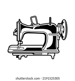 silhouette sewing machine isolated on white background.