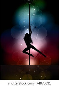 Silhouette of a sexy female pole dancing