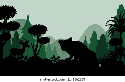 Sombra de silueta de la ilustración de la escena forestal