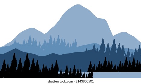 Silhouette shadow of forest scene illustration