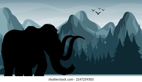 Silhouette shadow of forest scene illustration