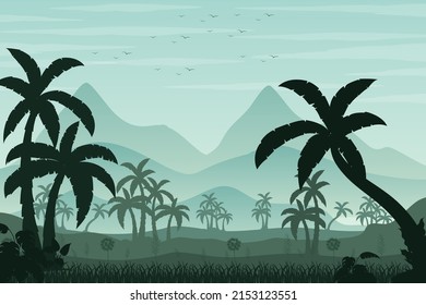 Sombra de silueta de la ilustración de la escena forestal