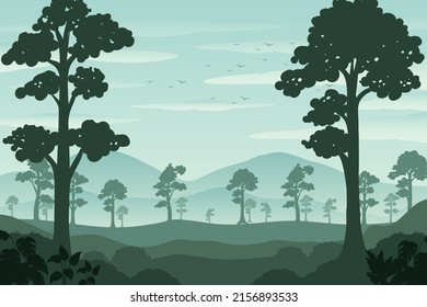 Silhouette-Schatten der Waldszene