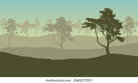 Silhouette shadow of forest scene illustration