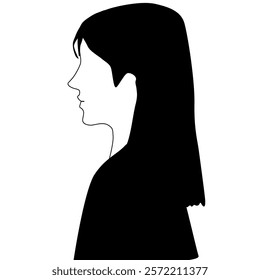 Silhouette and shadow of a lrft side face girl
on white background