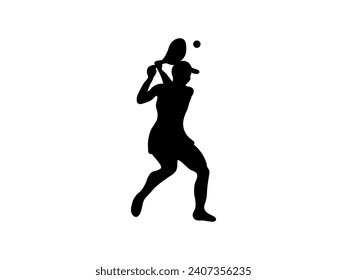 Silhouette, hilista de tenis con raqueta, tenis, deportes