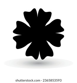 Silhouette of shamrock. Four leaf clover icon. Good luck charm. Happy St. Patrick day. Black icon isolated on white background. Vector illustration