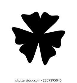 Silhouette of shamrock. Three leaf clover icon. Good luck charm. Happy St. Patrick day. Black icon isolated on white background. Vector illustration