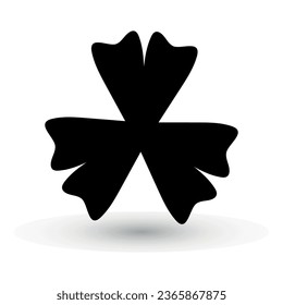 Silhouette of shamrock. Three leaf clover icon. Good luck charm. Happy St. Patrick day. Black icon isolated on white background Vector