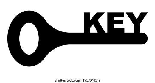 silhouette shape of a key, the symbol to open, vector key concept of opening
