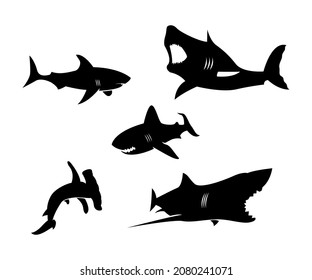 silhouette of a shark, silhouette of fish, predator in ocean, aggressive of shark