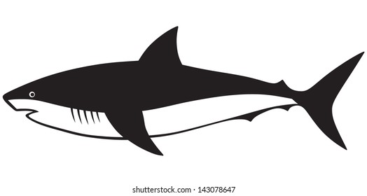 Silhouette shark isolated on white background