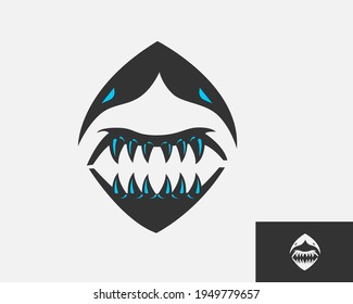 silhouette of a shark jaw with sharp teeth