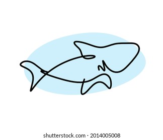 Silhouette of shark as line drawing on white background. Vector