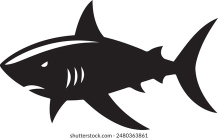 Silhouette shark swimming against the water surface