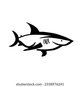 Silhouette of a shark swimming.Vector illustration isolated on white background.