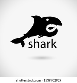 The silhouette of the shark is terrible. Vector illustration