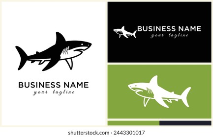 silueta tiburón vector logo plantilla