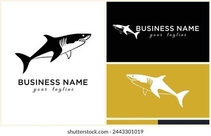 silueta tiburón vector logo plantilla