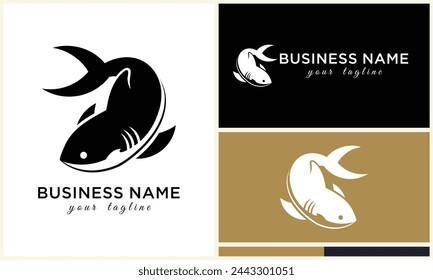 silhouette shark vector logo template