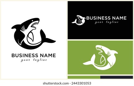 silhouette shark vector logo template