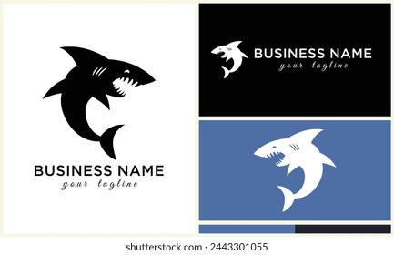 silhouette shark vector logo template