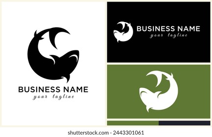 silhouette shark vector logo template