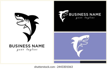 silhouette shark vector logo template