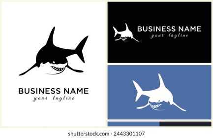 silhouette shark vector logo template