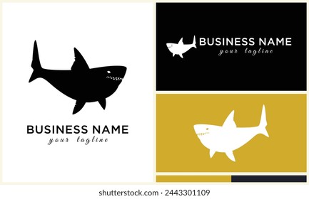 silhouette shark vector logo template