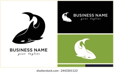 silhouette shark vector logo template