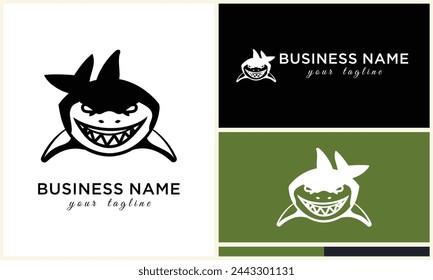silhouette shark vector logo template