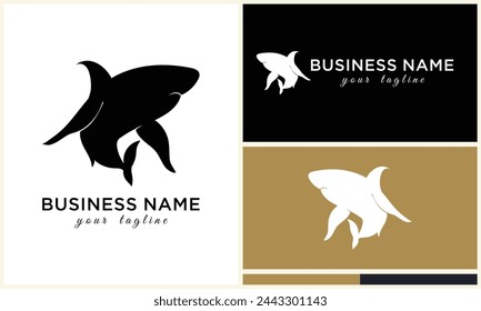 silhouette shark vector logo template