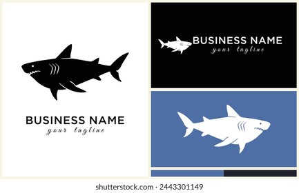 silhouette shark vector logo template