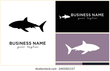 silhouette shark vector logo template