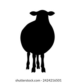 Silhouette of a sheep front view. Farm animal icon. Vector illustration isolated on a white background