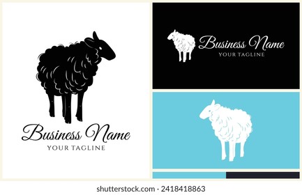 silhouette sheep goat logo template