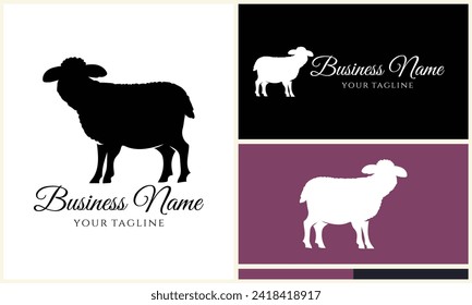 silhouette sheep goat logo template
