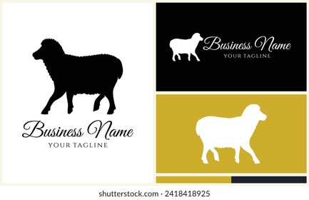 silhouette sheep goat logo template