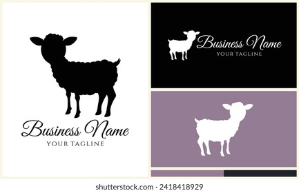 silhouette sheep goat logo template