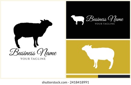 silhouette sheep goat logo template