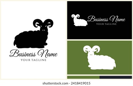 silhouette sheep goat logo template