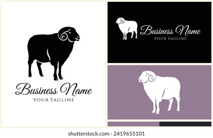 silhouette sheep goat logo template