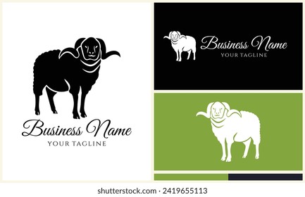 silhouette sheep goat logo template