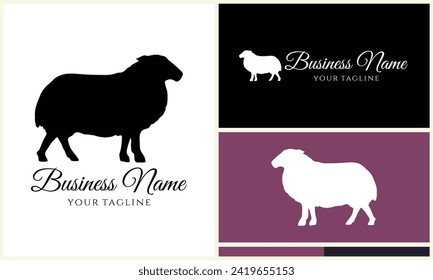 silhouette sheep goat logo template